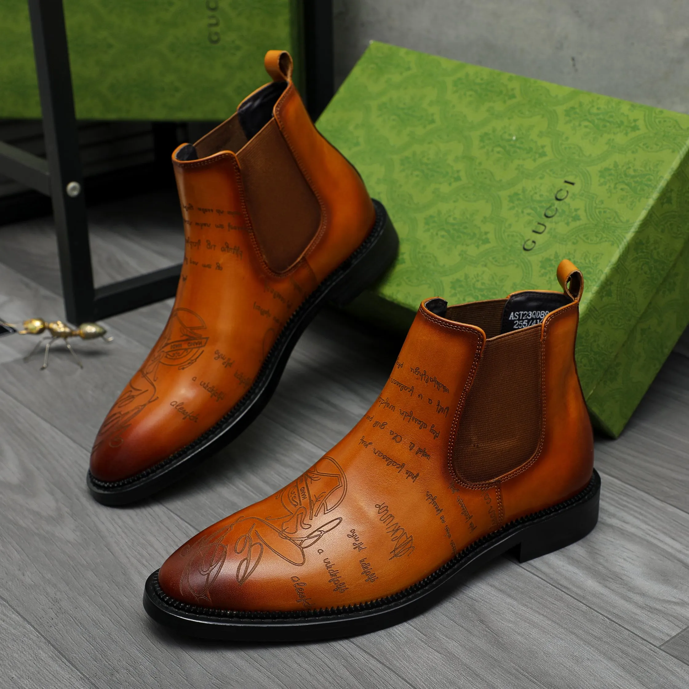 Men's shoes 💰p620 Product trademark: GUCCI "Gucci" high-top business leather shoes Regular size: 37-46 (37.46 custom-made, non-refundable) Product materials: Selected carved cowhide upper, pigskin lining, rubber outsole